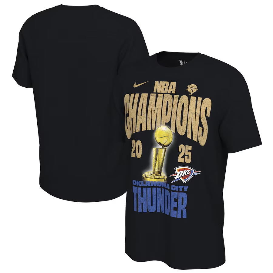 Men 2025 NBA Oklahoma City Thunder black T shirt